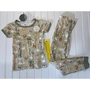 NWT Milkberry Jungle Animals Pajama Set Top Bottoms Bamboo - Size Boy's 4T - Picture 1 of 4
