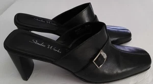 Vintage Studio Works Mule Slip On Shoes Black Square Toe Block Heel Size 6.5 - Picture 1 of 5