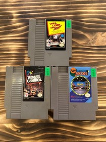 3 NES Game Bundle - Win, Lose, or Draw, MTV Rem Control, Hollywood Squares (BF)
