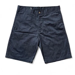 Volcom Corpo Class Black & Grey Flat Front Chino Board Shorts Skater Y2K Size 36 - Picture 1 of 6