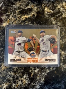 2023 Topps Serie 1 - One-Two Punch Max Scherzer, Jacob deGrom #12P-15 Oro /75 - Imagen 1 de 2