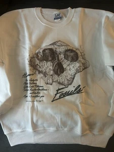 Vintage 90s What On Earth Clothing Large Sweatshirt Human Fossils Skull New - Picture 1 of 8