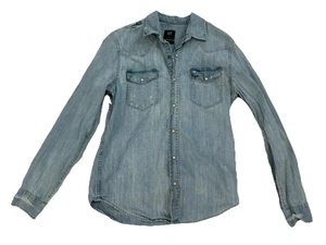 Gap Slim Fit Distressed Western Jeanshemd Medium Druckknöpfe helle Waschung - Bild 1 von 6