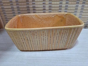 Vintage USA Hull F467 Planter Tan Yellow Drip Ribbed Rectangle Pot - Picture 1 of 13