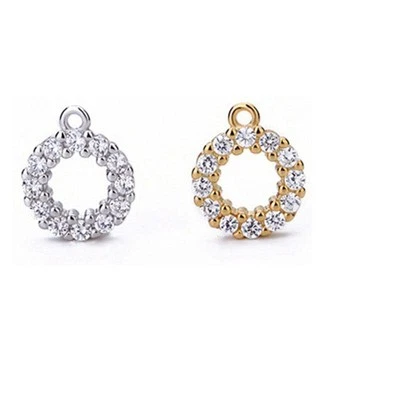 1Piece Sterling Silver 18K Gold Plated Vermeil Round Link Charm S925 FESV51 Foto 1 de 4