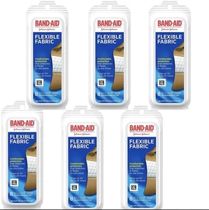 6  Pack Band Aid Flexible Fabric Adhesive Bandages Travel Pack 48 Count Total - Picture 1 of 2