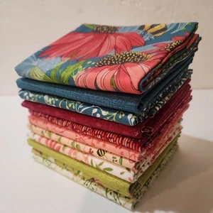 Painted Meadows, Teal & Sprout Bundle of 11 prints 1/2-yds, Total 5.5 Yards - Picture 1 of 12