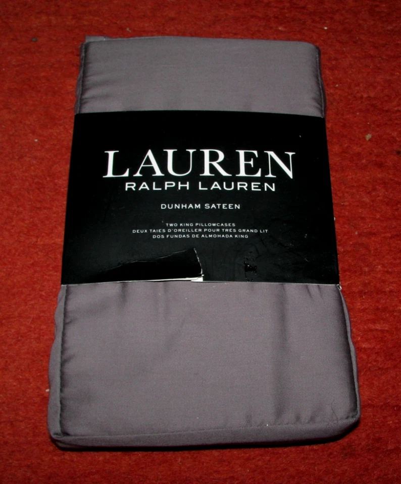Ralph Lauren Dunham Sateen King Pillowcases 300tc Set of 2 Charcoal Gray