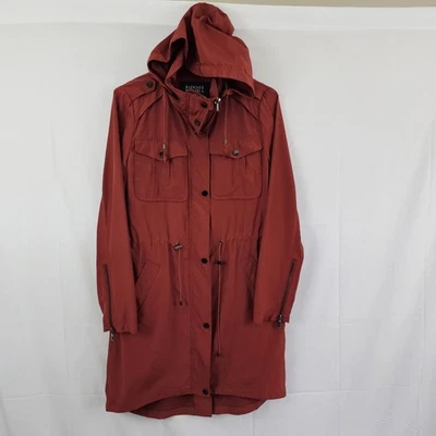 Chaqueta de lluvia Badgley Mischka para mujer Dakota repelente al agua con capucha roja XS Foto 1 de 4