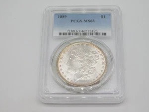 PCGS MS 63 1889 UNITED STATES OF AMERICA MORGAN SILVER $1 DOLLAR COIN - Picture 1 of 6
