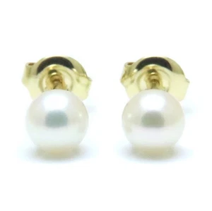 MIKIMOTO 18K Yellow Gold Earrings Pearl 5.3 mm /294088 - Bild 1 von 7