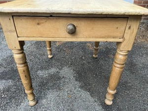 Antique Victorian Pine Kitchen Table with 1 Drawer - Picture 1 of 10