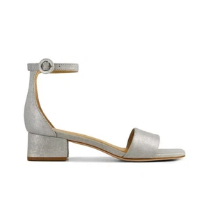NWT Bernardo Women’s Jalena Low Heel Sandal Silver Metallic Suede- Size 6.5 - Picture 1 of 8