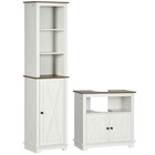 kleankin 2 Piece Bathroom Furniture Set with Shelves, Ash Wood Effect