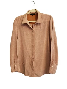Lafayette 148 Scottie Silk Classic Office Button Down Beige Shirt Size L - Picture 1 of 10