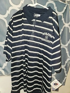 Genuine Merchandise New York Yankees Blue Striped Polo Very Thin Sz 2x New - Picture 1 of 5
