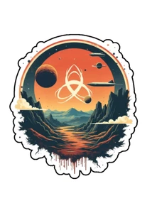 Atomic Age Scene #5 Mid-Century Custom Vinyl Die Cut Sticker 3.5x2.5 - Picture 1 of 1