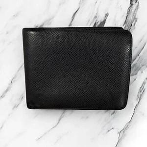 Louis Vuitton Authentic Mens Taiga Leather Black Bifold Wallet - Picture 1 of 9