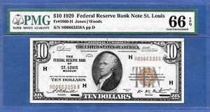 🇺🇸 1929 $10 FRBN ♚♚ ST. LOUIS ♚♚ PMG CEM UNC 66 EPQ - Picture 1 of 3