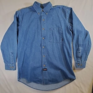 Dickies Blue Denim Cotton 20697 - L Button-Up Work Casual Long Sleeve Shirt Top - Picture 1 of 18