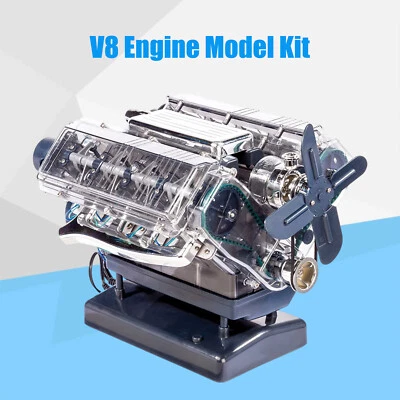 DIY Mini V8 Engine Model Kit Working Miniature Motor Silver Assembly Model NEW - Image 1 of 4