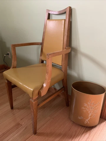 Vintage Mid Century Modern Bentwood Armchair MCM Harvest Good Vinyl Flaws Cover