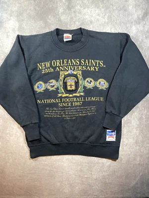 Sudadera De Colección Años 90 Nutmeg Mills NFL New Orleans Saints Para Hombres Mediana Negra Foto 1 de 4