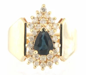 Atemberaubender Feingold Saphir & Diamant Ring 0,65 PTS 14k Gelbgold Größe 5,75 - Bild 1 von 4