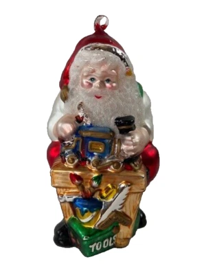 Banco de trabajo de Papá Noel de vidrio soplado a mano DEPT 56 adorno de Navidad vintage 1998 Foto 1 de 4