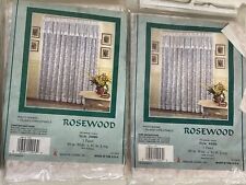 New Vintage White Lace Curtain Panels USA NOS  40" x 81" Rosewood Lot of 2