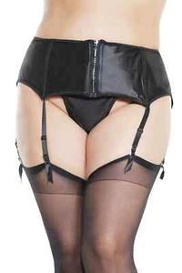 La Petite by Coquette Satin garter belt Set Size Large Style 1017 Black 6 strap - Picture 1 of 2