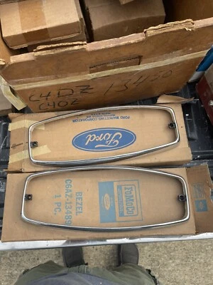 NOS 1966 FORD GALAXIE SW TAILLAMP BEZELS PAIR STATION WAGON COUNTRY SQUIRE  - Image 1 of 4