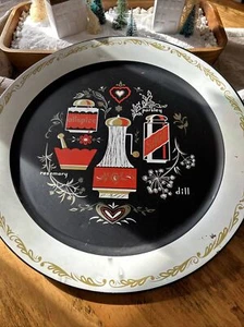 ~ Metal Tray Large Vintage ~ Spices Design ~ 19" Dia. ~ Multicolor Retro Tray - Picture 1 of 7