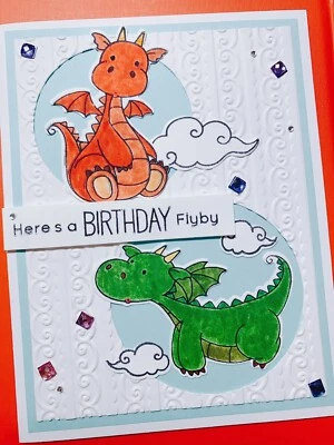 Tarjeta de cumpleaños hecha a mano tarjeta de felicitación dragón volador niña niño adulto Foto 1 de 2