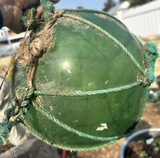 XL 13” Vintage JAPANESE Old MARITIME SALVAGE Nautical GLASS FISH NET FLOAT BALL