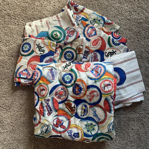 VTG MLB USA Baseball Bedding Set Comforter Sheets Pillowcases Curtains 1993 1994 Cover