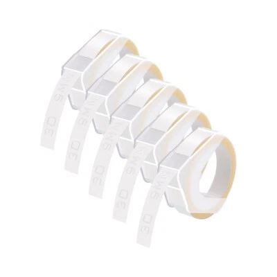 5PK White on Clear 520101 Labels For DYMO Caption Maker Tape 3/8" 3D Embossing - Image 1 of 4