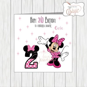 Personalised Minnie Mouse Birthday Card Daughter Granddaughter ANY AGE 1st 2nd 3 - Picture 1 of 2