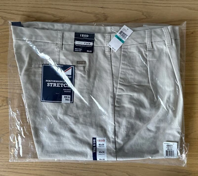 IZOD Big & Tall Performance Plus 弹力暖珍珠/Khakis 双褶男式 — 第 1/4 张图片