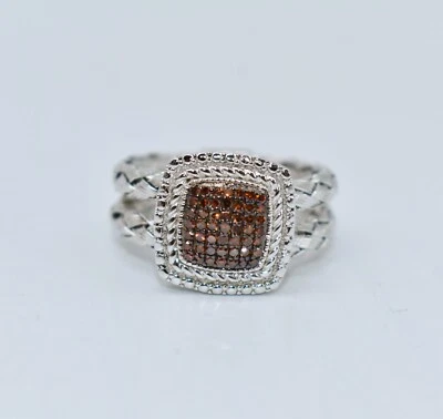 1/4 CT TW Treated Red Diamond Sterling Silver Braided Bands Ring Size 8-1/4 - Image 1 of 4