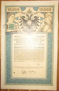 ÖSTERREICH AUSTRIA 4. Kriegsanleihe 10.000 Kronen 1916 Austrian War Loan - Bild 1 von 1