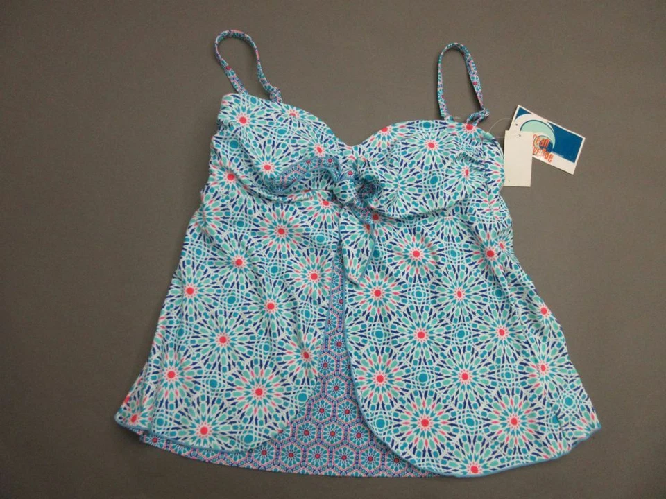 Nuevo con etiquetas Camiseta Tankini Ocean Avenue Talla L Para Mujer Azul Floral Acolchada Multivía 3N Foto 1 de 4