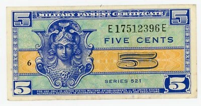 USA/MPC ... P-M29 (Series 521) ... 5 Cents ... ND (1954) ... Ch *XF*  Block # 6 - Image 1 of 2