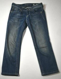 Miss Me donna blu lavaggio gamba dritta elasticizzato vestibilità comoda 5 tasche denim Capri 25 - Foto 1 di 12