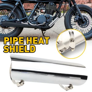 Universal Exhaust Muffler Pipe Heat Shield Cover Protector Chrome For Motorcycle - Picture 1 of 11