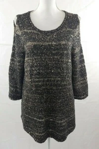 Maglione donna Chicos spalle fredde taglia 2 filo metallizzato grande grigio maniche a 3/4 - Foto 1 di 5