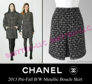 $2,095 CHANEL 13PF Black & White Pleat Tweed SKIRT * FR 40 / US 4 6 * PRISTINE - Picture 1 of 8