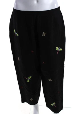 Pantalones cortos de lino CJ Laing para mujer de tiro alto bordados con insectos negros talla 12 Foto 1 de 4