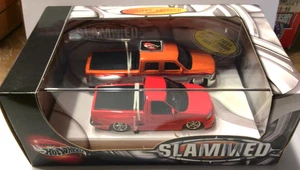 Hot Wheels Slammed Ford F-150 Lightning Truck & Chevy Dually Crew Cab & Flames - Picture 1 of 4
