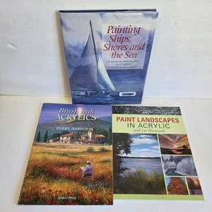 Acrylic Painting Art How To Instructional Books Lot 3 Landscapes Ships Sea Shore - Picture 1 of 11